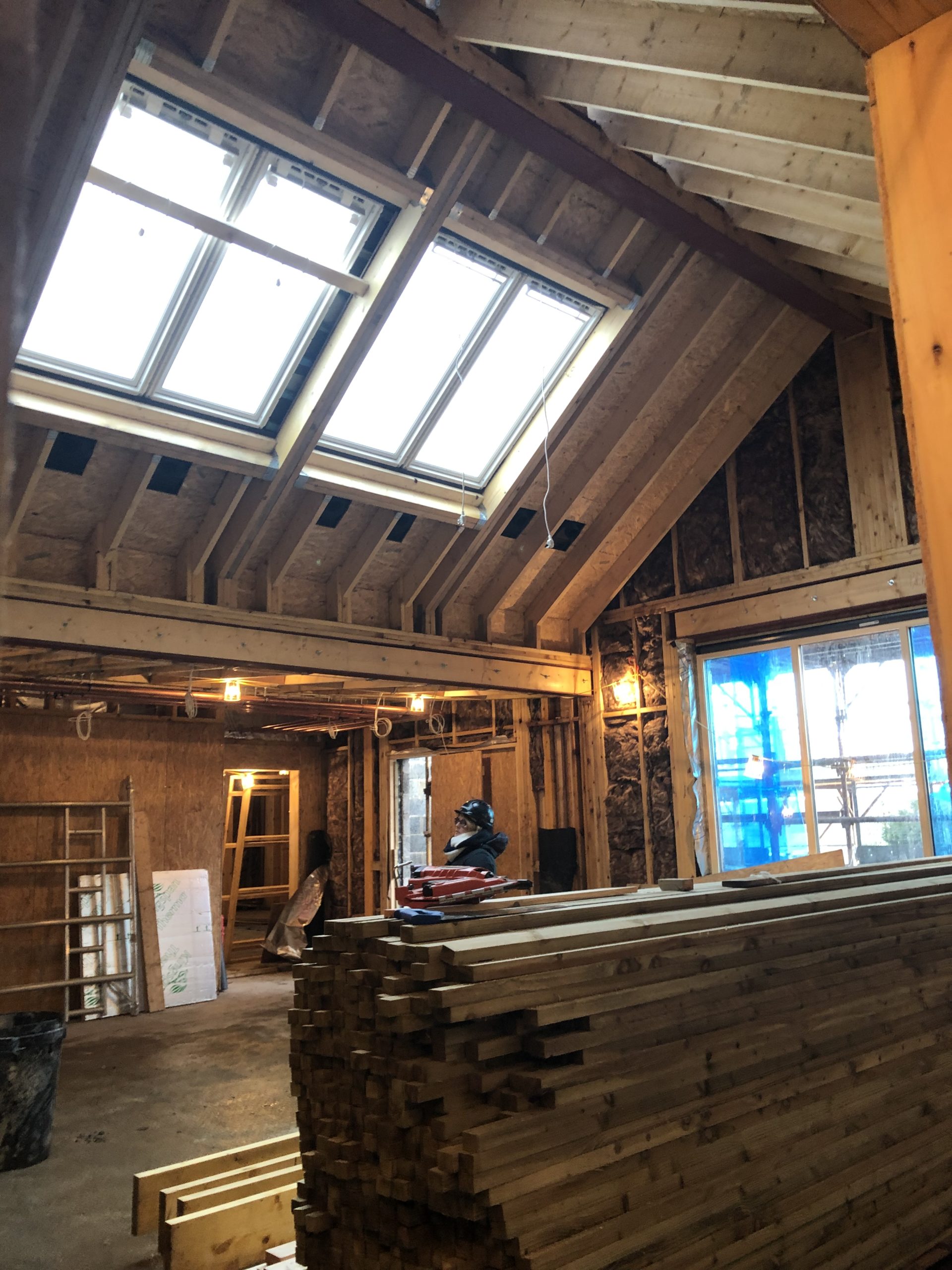 The main hall at Ochiltree Community Hub during construction, January 2019 The main hall at Ochiltree Community Hub during construction, January 2019