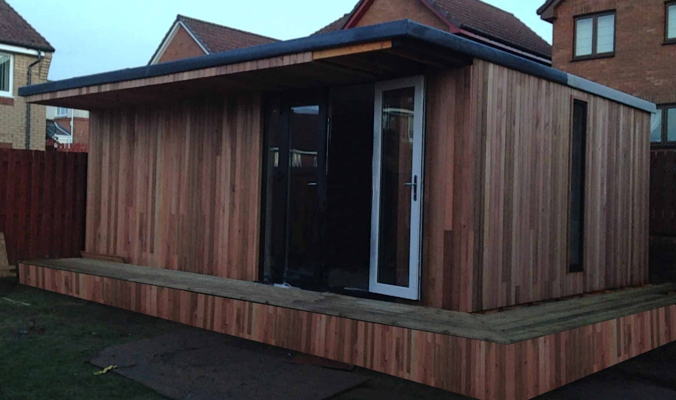 The timber garden cabin from outside The timber garden cabin from outside