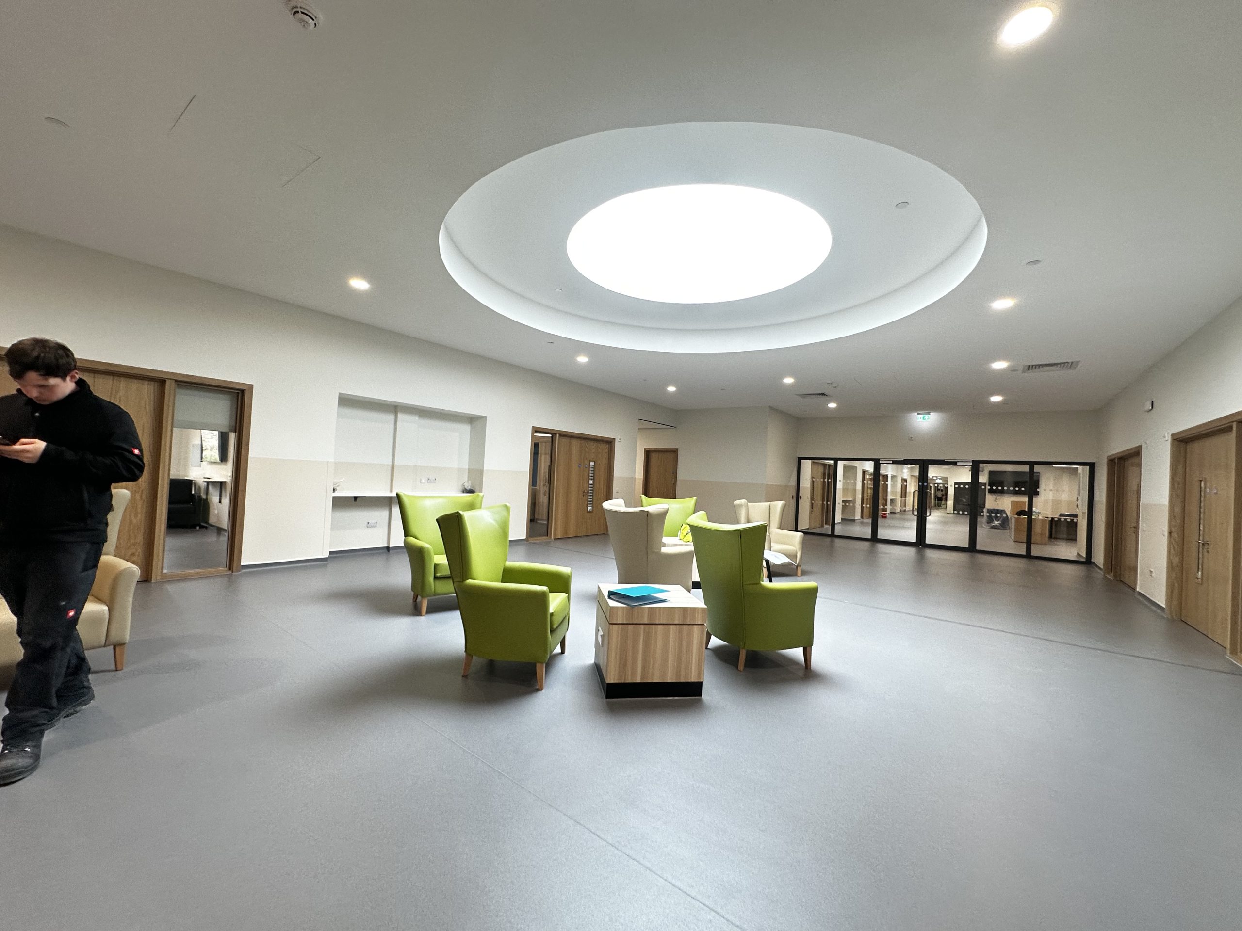 Shared lounge at the Ayrshire Hospice with multi-room video from Lairds AV